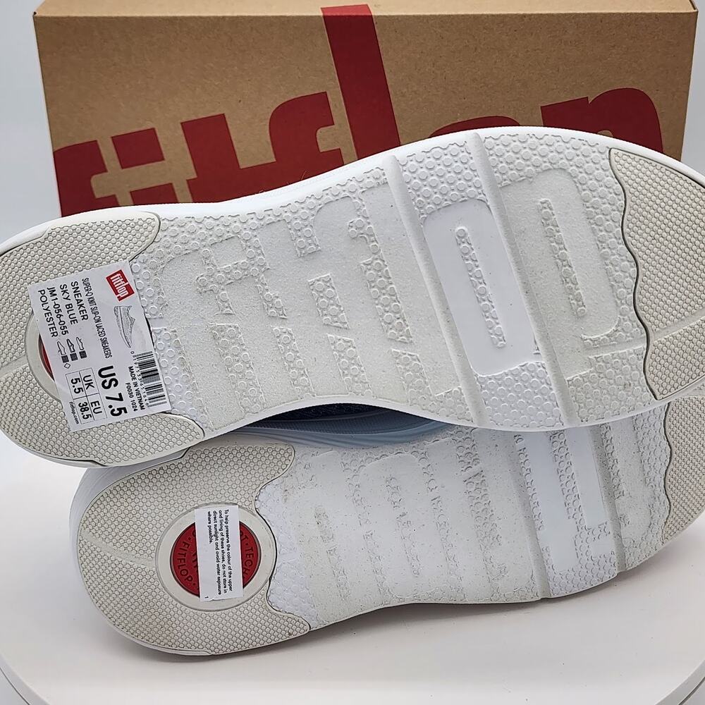 NEW - FitFlop Super-Q Knit Slip-On Lace Women's Sneakers Sky Blue - Size 7.5 - Picture 7 of 8